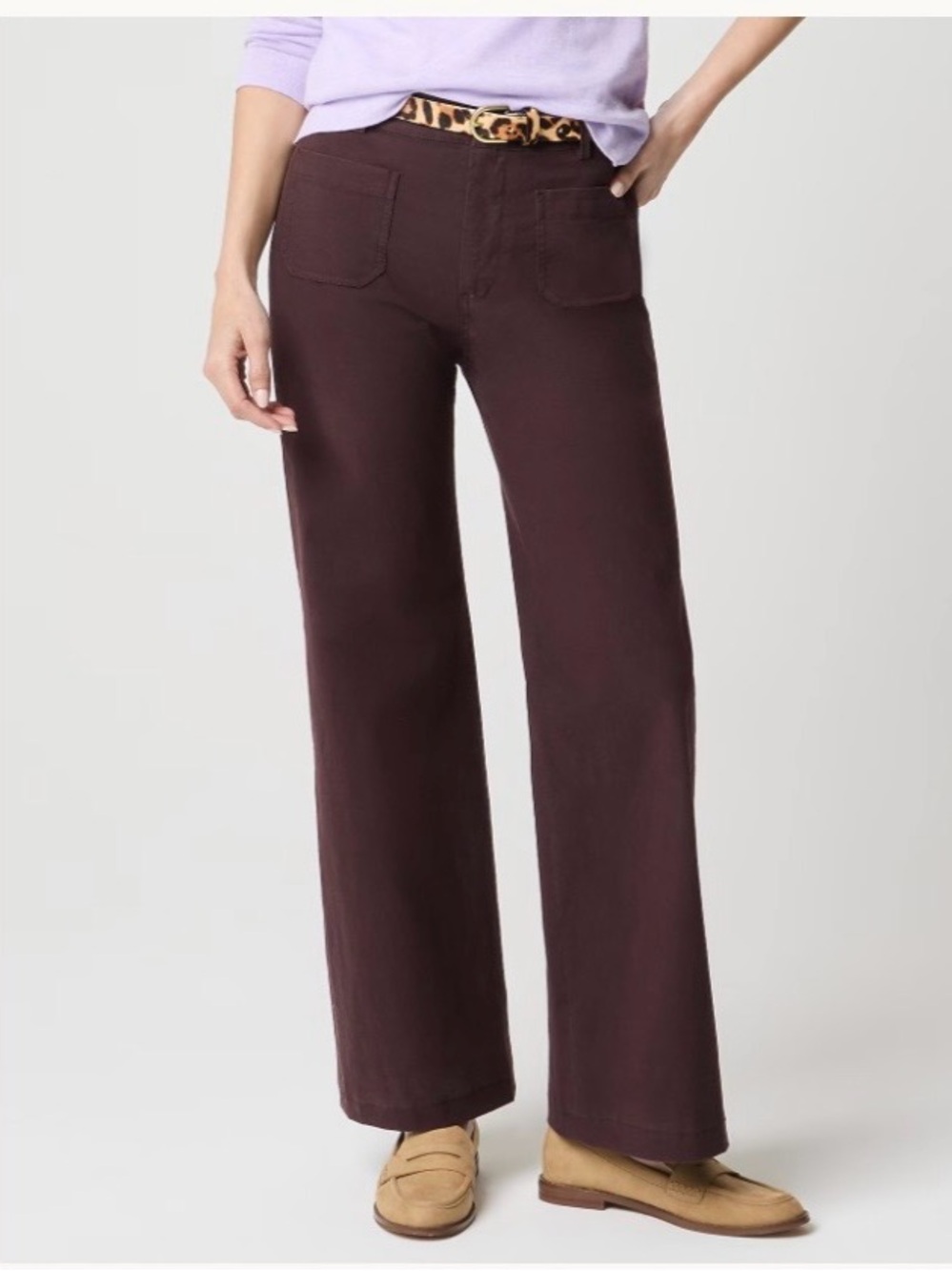 J. Crew Lizzie Wide-Leg Pant in Chocolate Berry Size 29